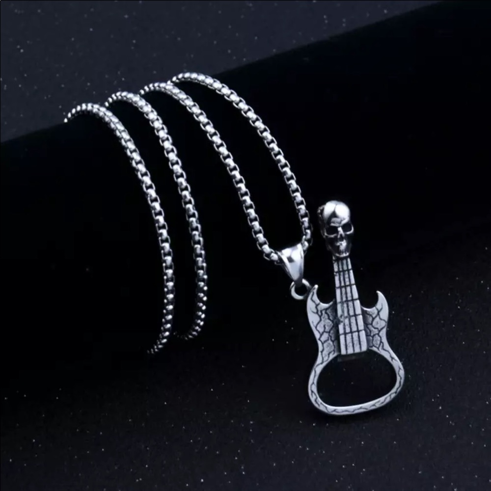 Skull guitar pendant Stainless steel chain - Picture 5 of 5